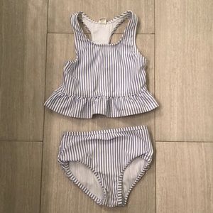 Ruffle Butts Blue & White Striped Bathing Suit